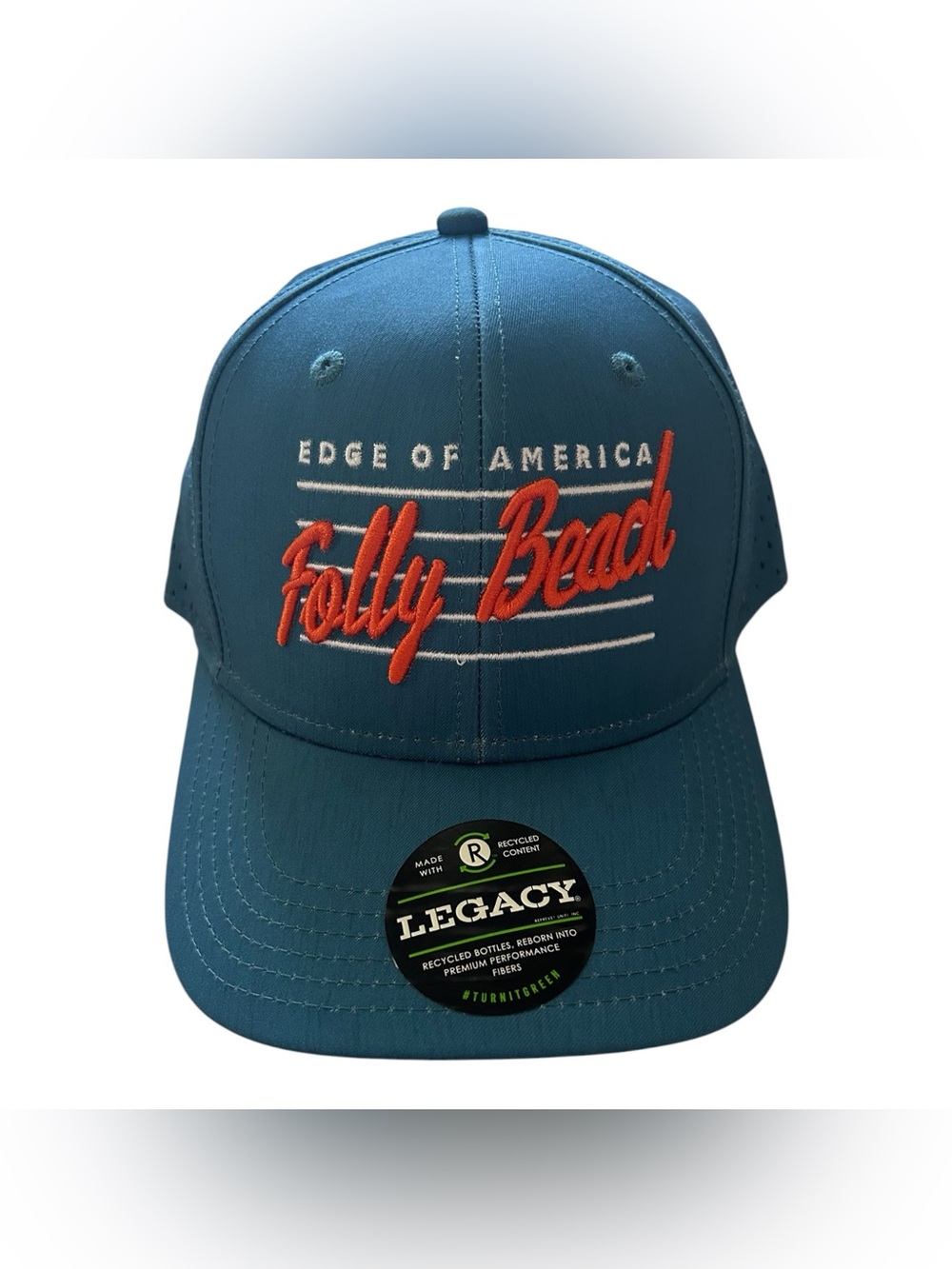 LEGACY Folly Beach Edge Of America Blue Ball Trucker Cap Hat NWT One Size